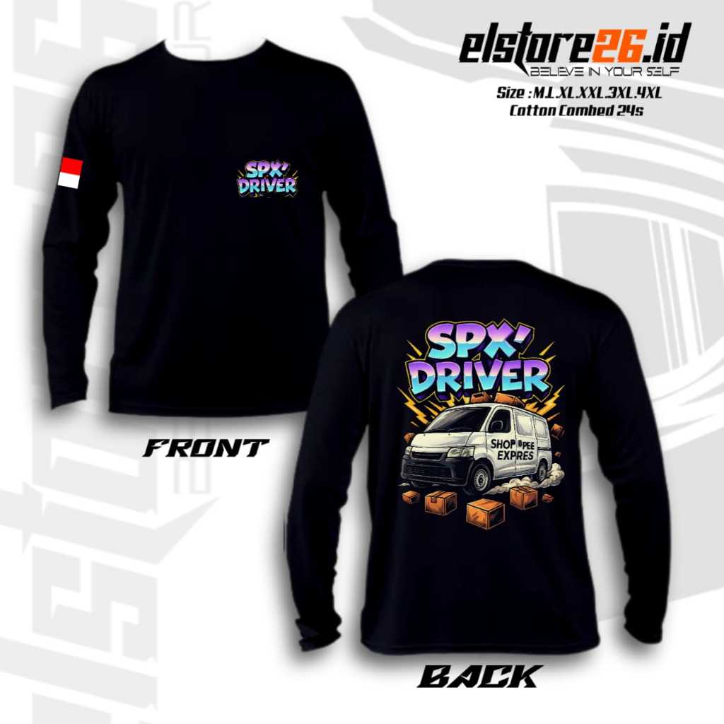 ELSTR26 Kaos Pria Kurir SPX Shopee Xpress Lengan Panjang | Baju Cotton Combed 24s