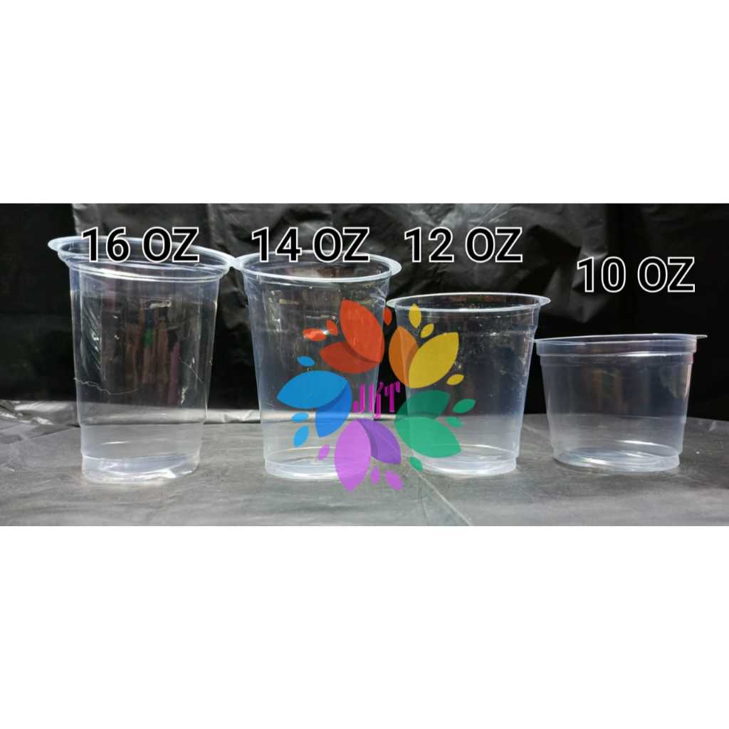 ISI 50pcs - Gelas Plastik 12oz 14oz 16oz - Gelas Plastik Datar Oz