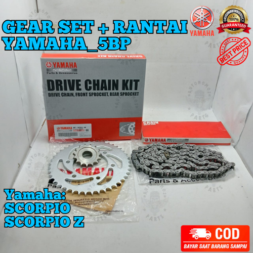 GEAR SET RANTAI YAMAHA 5BP SCORPIO SCORPIO Z ORIGINAL PRESISI