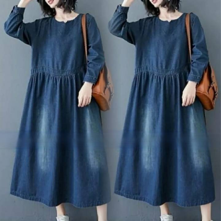 Midi Jeans Mini Dress Korean Style Nyaman Muslimah Long Tunik Cantik & Mewah
