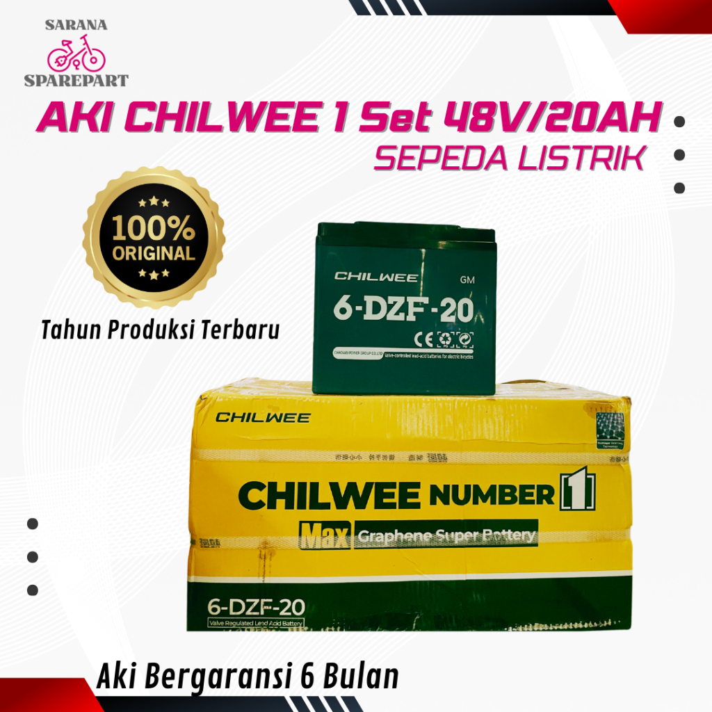 Aki Chilwee Sepeda Listrik 12V/20AH, 48V/20AH, 60V/20AH, 72V/20AH Universal