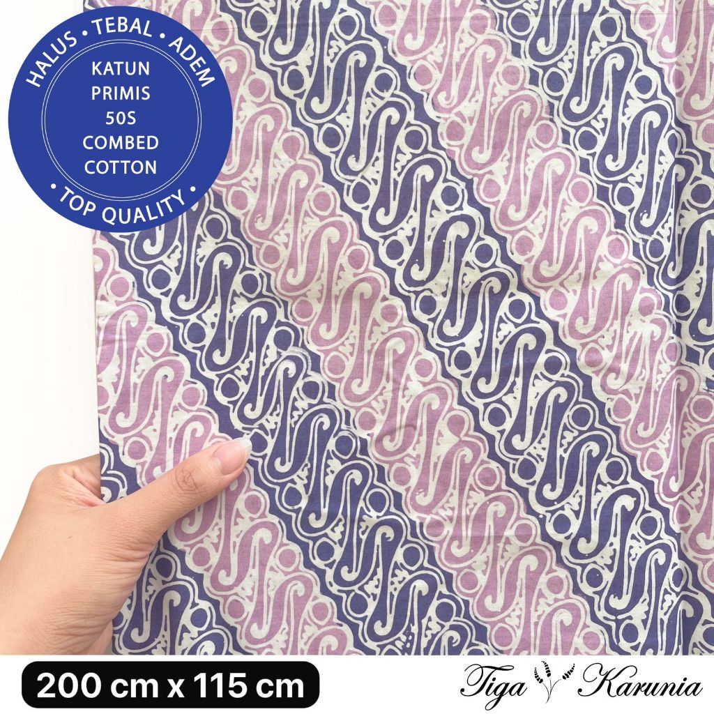 Kain Batik Cap Premium Solo Parang Ungu Purple Lilac KATUN PRIMIS