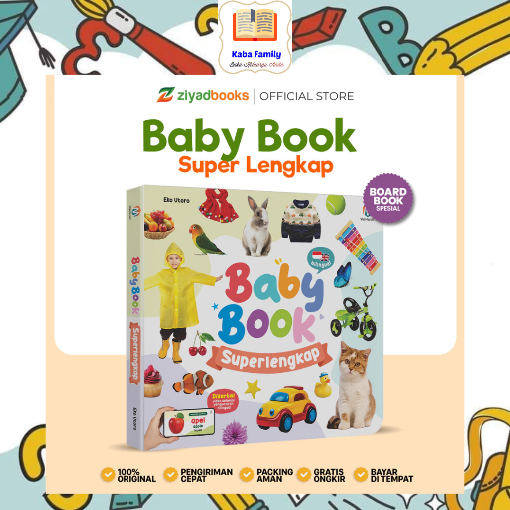 Ziyadbooks - Boardbook Baby Book Superlengkap - Buku Bayi Usia 0+ Tebal Berwarna