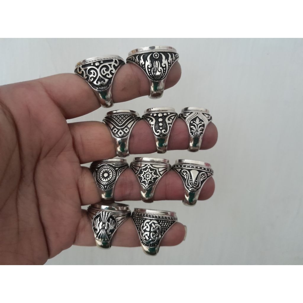 ring cincin emban alpaka bakar kombinasi hitam