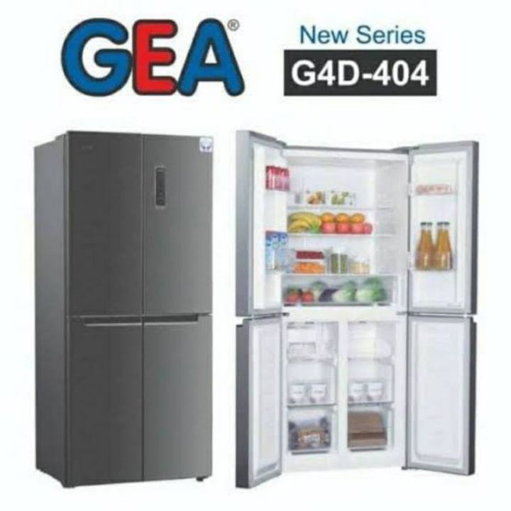 KULKAS GEA G4D-404 SIDE BY SIDE INVERTER INOX SILVER G4D404 G4D 404