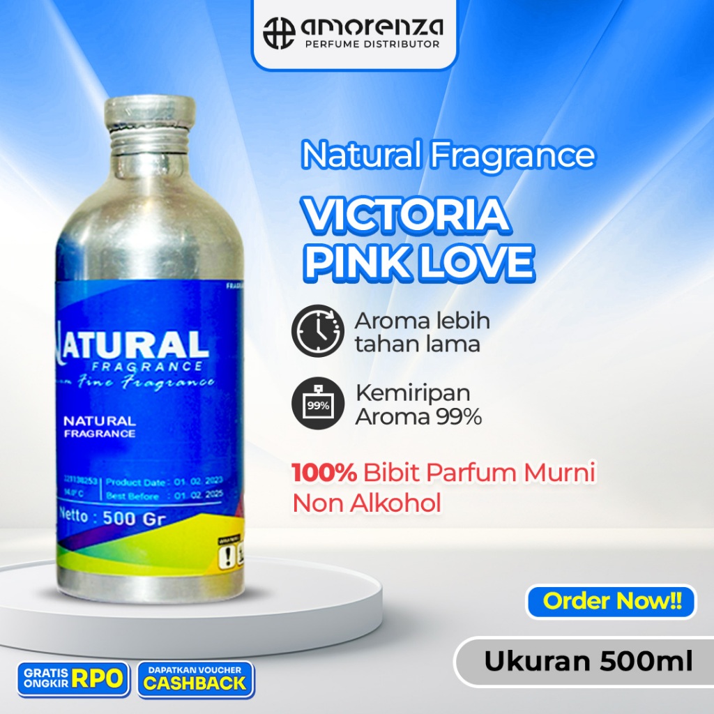 BIBIT PARFUM MURNI VICTORIA PINK LOVE - PINK LOVE NATURAL FRAGRANCE KEMASAN 500 ML - 1000 ML SEGEL P