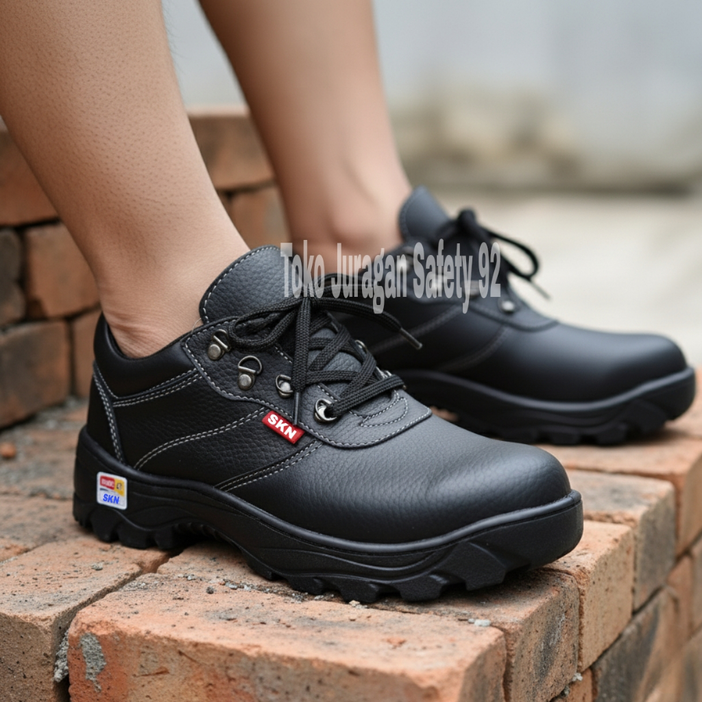 Sepatu Safety Pria Kulit Skn Safety Shoes Ujung Besi Sepatu Septi Sefty Ori Kerja Lapangan Proyek