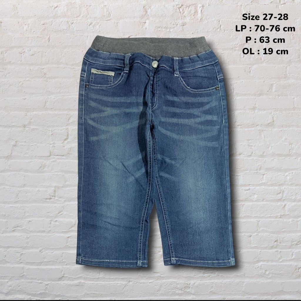 Size 27-28 Celana Pendek Shortpants Jeans Blue Washed Fading    Second Preloved #CP101