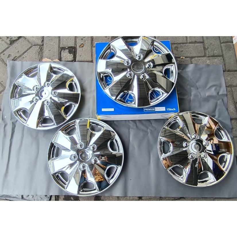 Cover Dop Velg Mobil Ring 15 Chrome Art NO: LW-5051-C-15