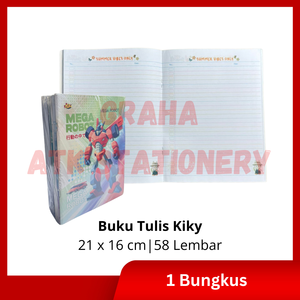 [1 Bungkus] Buku Tulis Kiky 58 Lembar / Buku Tulis Murid Anak Sekolah Kiky 58 Lembar
