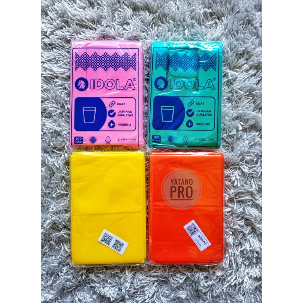 Kantong plastik kresek Es teh Tebal / ukuran 10x30  cap idola Bening warna warni / Cup es teh jumbo 