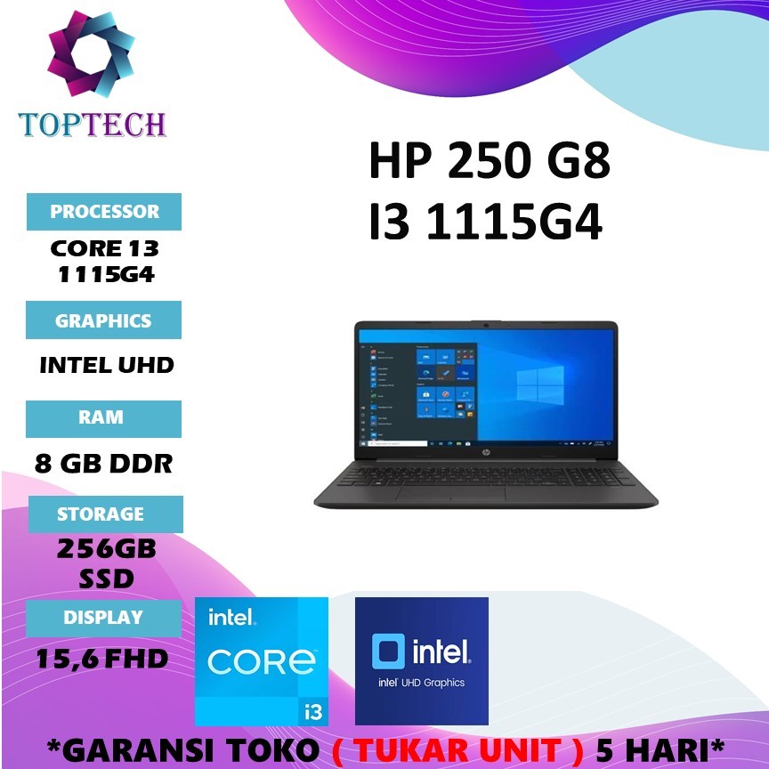 HP 250 G8 I3 1115G4 8GB 256GB W11 15.6FHD