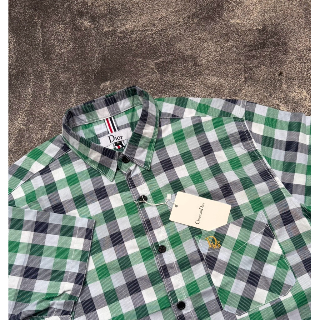 Cr Dior Premium Quality /Kemeja Kotak flannel Pendek Kemeja Pria Kemeja Kemeja Modern Kemeja Katun K