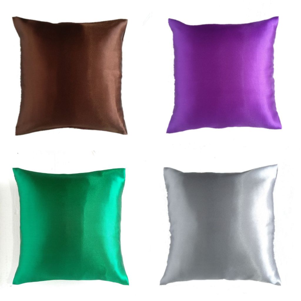 Sarung bantal sofa / sarung bantal kursi satin polos 45x45 cm