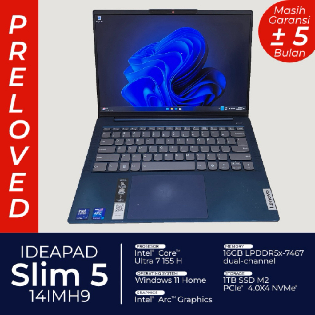 Lenovo Ideapad Slim 5 14IMH9 Intel Core Ultra 7 155H 16GB 1TBSSD W11 Second