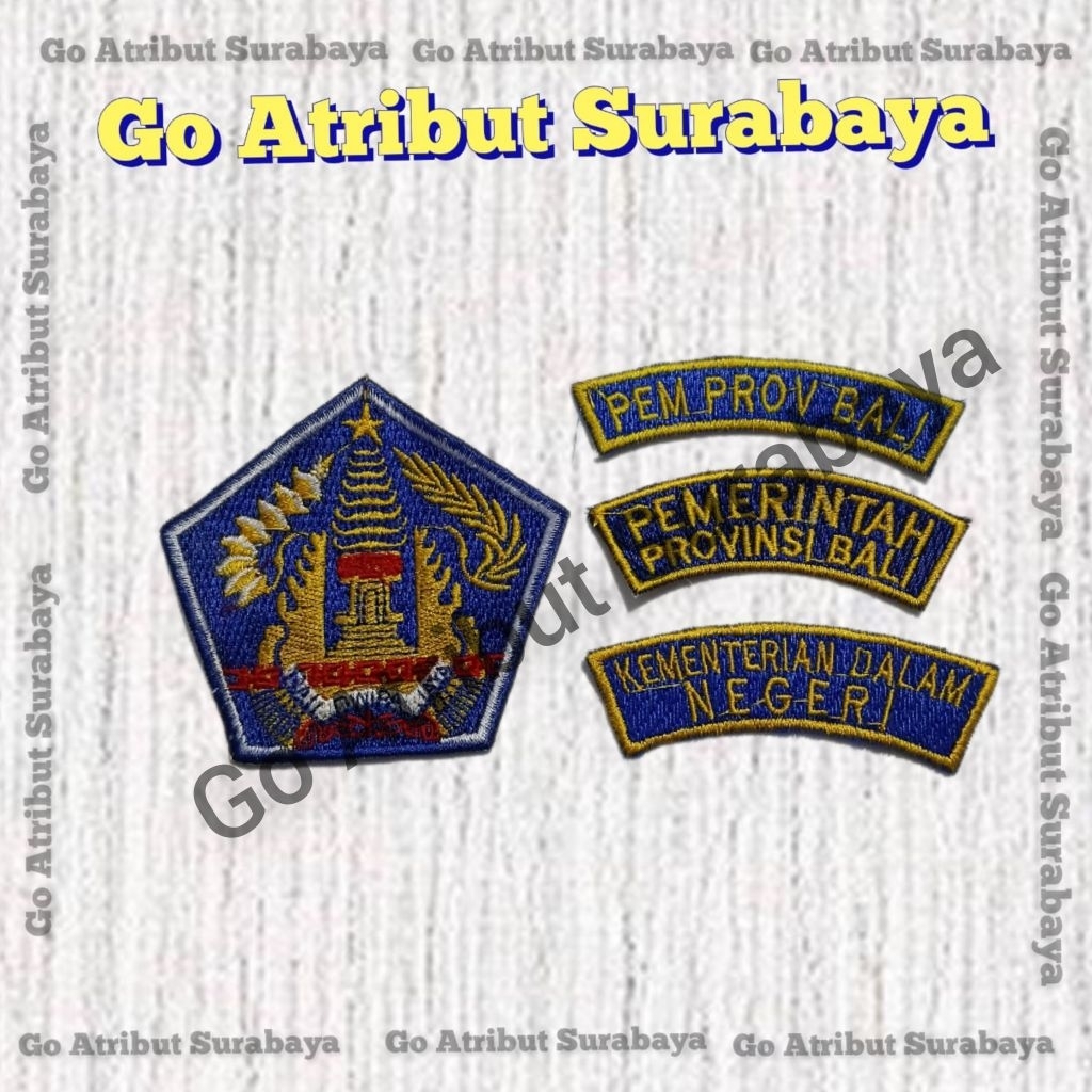 Atribut ASN Bet Logo Pemprov Bordir PNS Lambang Pemerintah Provinsi Bali Set