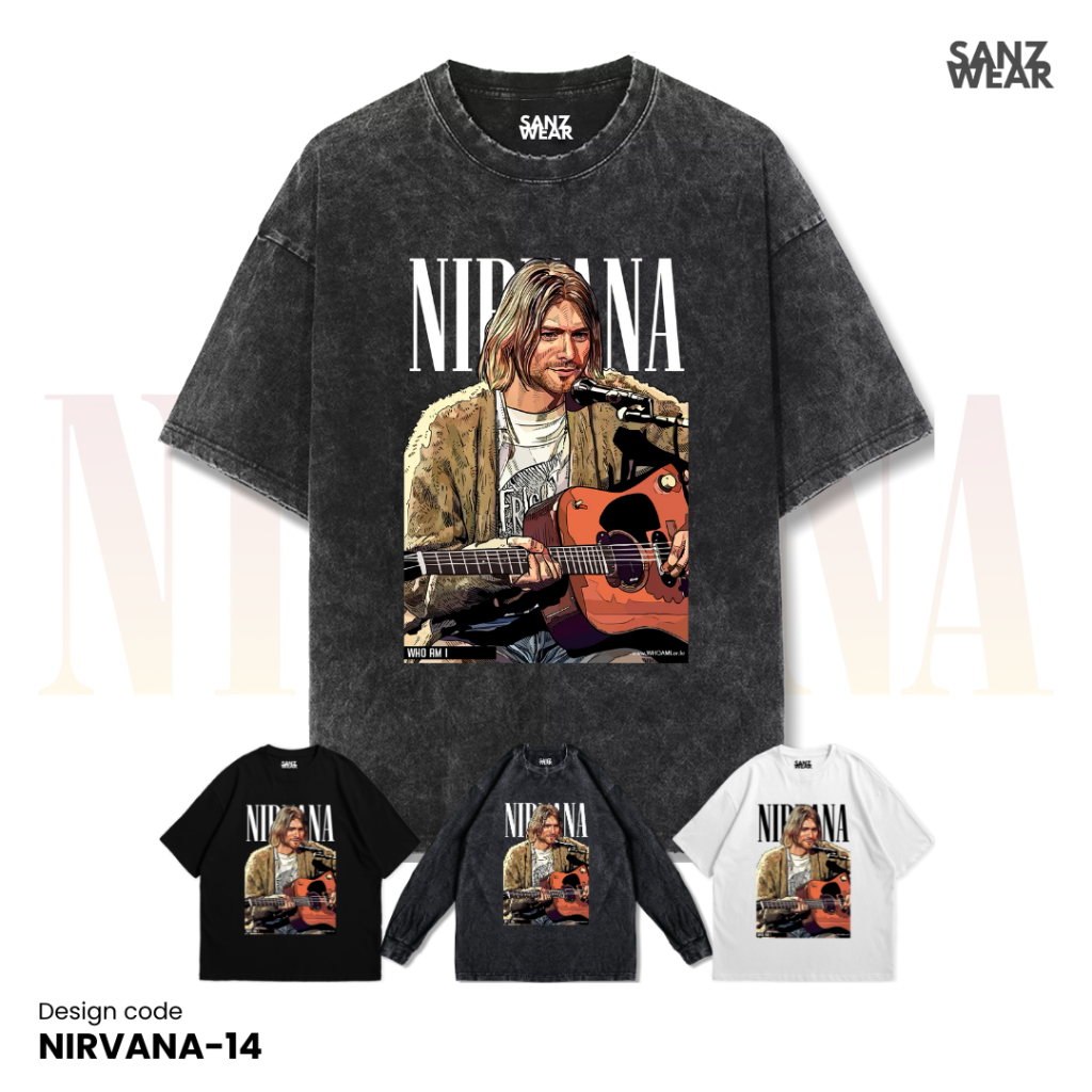 SANZ kaos NIRVANA | stonewashed washed t-shirt | black white longsleeve | NIRVANA-14