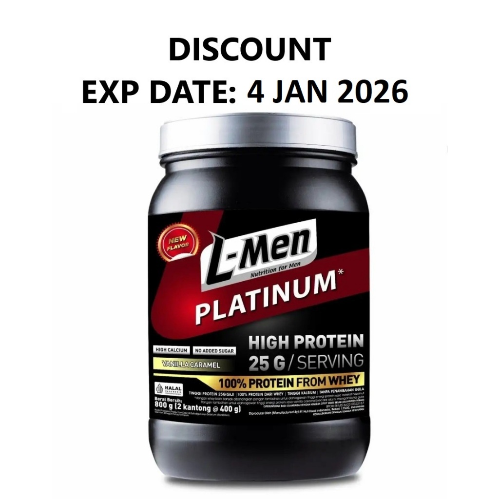 L-Men Platinum 800gr Whey Protein BCAA Suplemen Fitness Vanilla Caramel Strawberry Refill Choco Latt