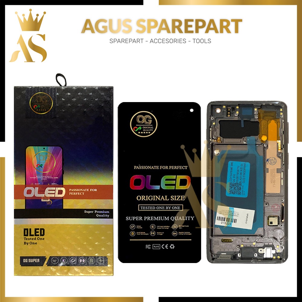 LCD TOUCHSCREEN + FRAME SAMSUNG S10 5G / G977N / G977U BLACK ORI SIZE OG OLED (FINGERPRINT)