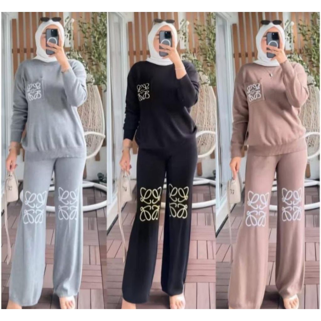 setelan celana rajut