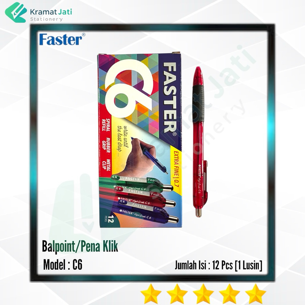 FASTER Balpoint/Pena Klik C6 [1 Lusin]