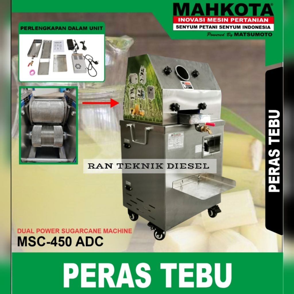 Mesin Peras Tebu Gilingan Dual Power MAHKOTA MSC 450 ADC Hybrid