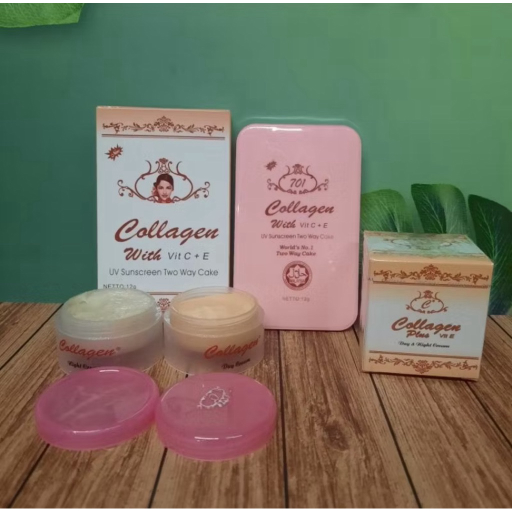 paket cream wajah collagen susun +bedak twc collagen 3in1