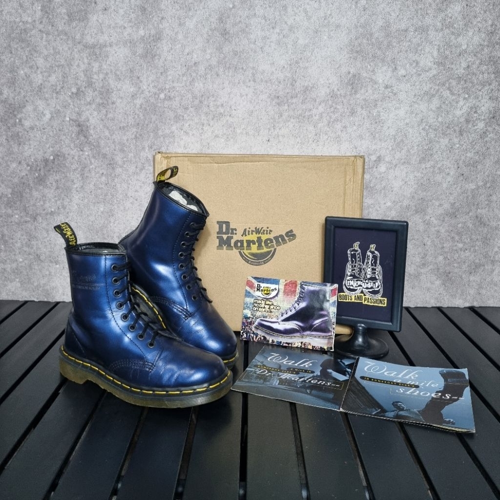 Dr Martens 1460 Vtg Blue Metallic 4uk Made in England Solovair Docmart