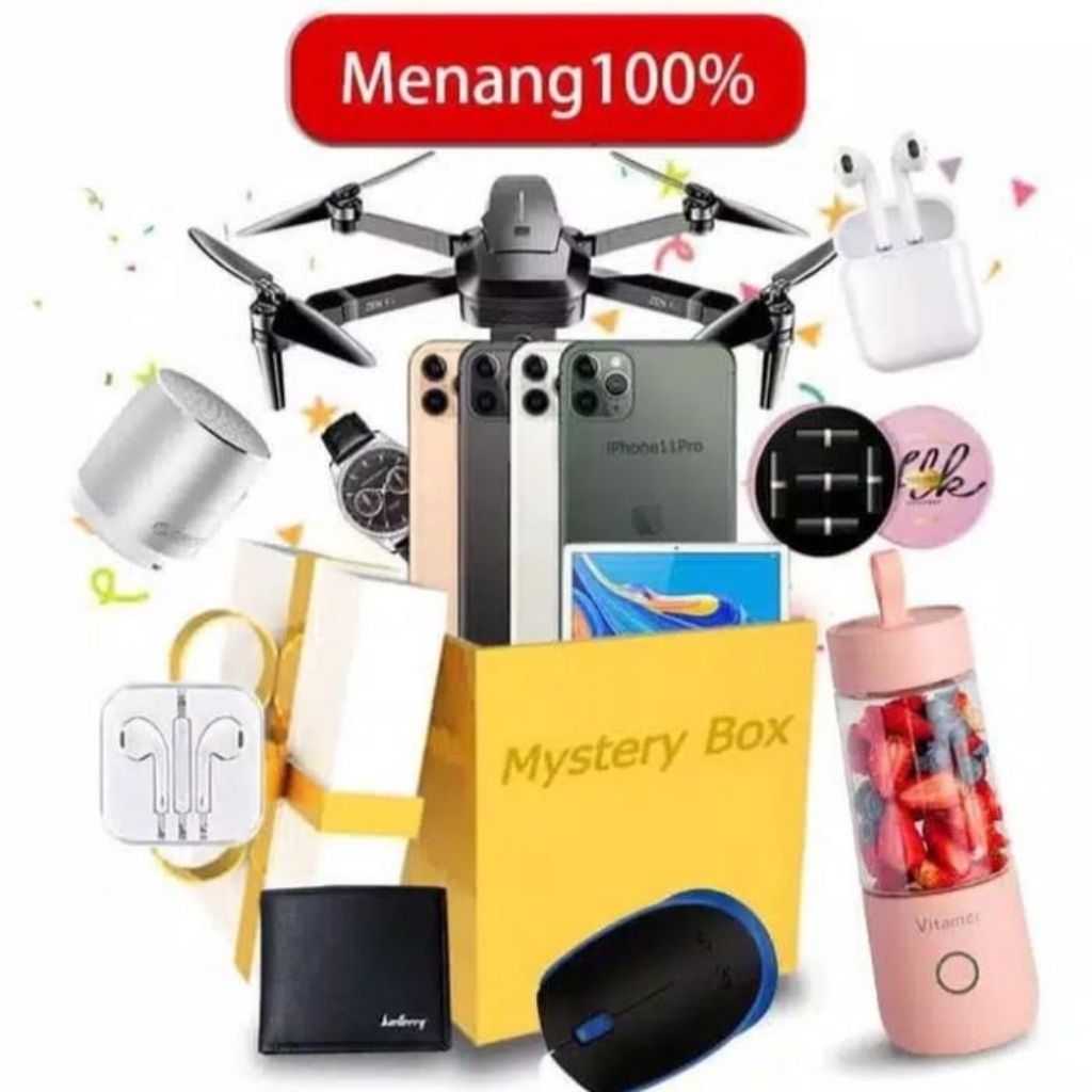 Mistery Box Hadiah IPHONE 11, IPHONE 13, IPHONE 15, IPHONE 16, motor Listrik, Logam Mulia Emas 5 Gra