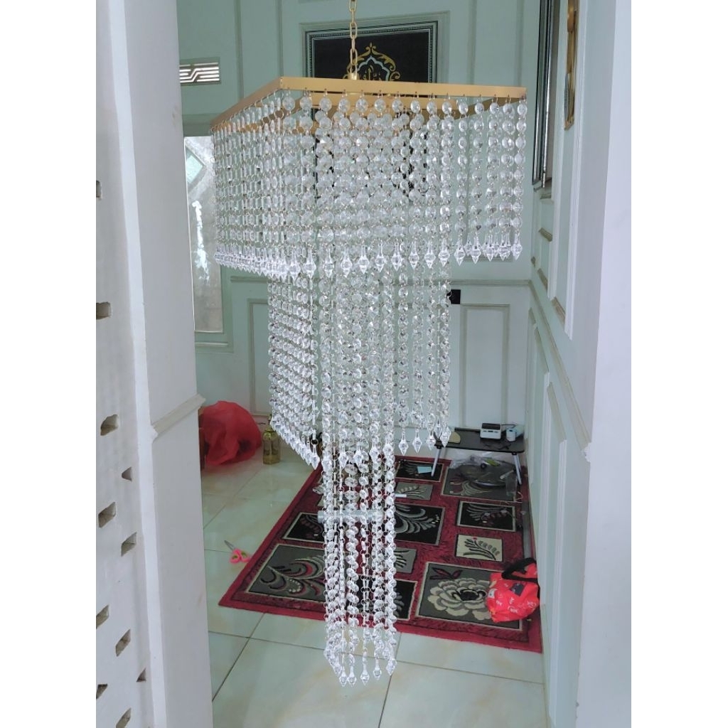 Lampu kristal juntai kotak size 40×100 - dekorasi 04