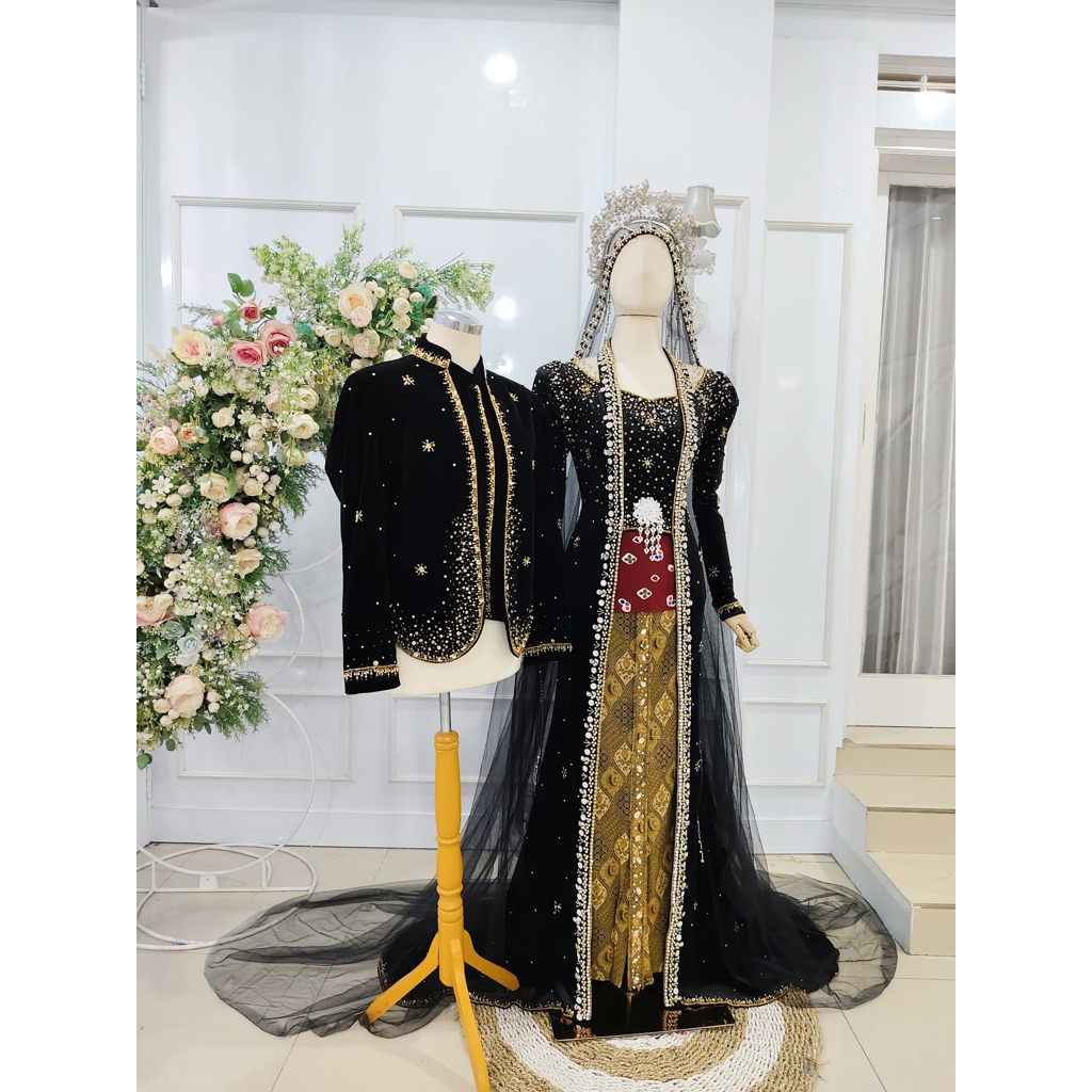 SALEE TERLARIS COUPLE GAUN JAWA SOLO BLUDRU /COUPLE BAJU PENGANTIN BLUDRU PAYET/GAUN BLUDRU BEREKOR