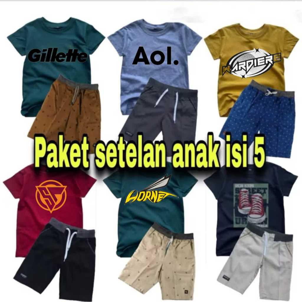 Paket 80 ribu dapat 10 PCS kaos 5+5 celana setelan anak anak