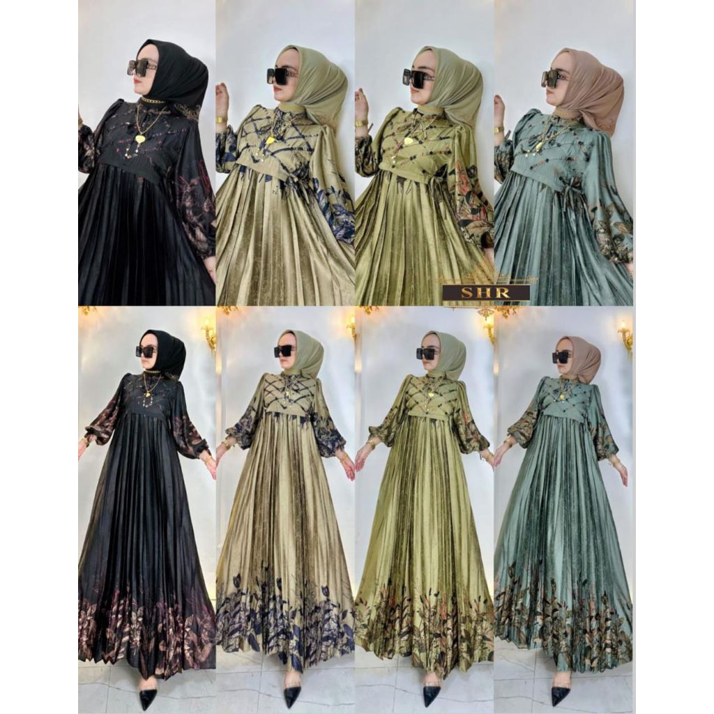 Amelta Fashion Indonesia - ORI SHR - Gamis Sutra Silang - Gamis Sutra Satin - Gamis Sutra SHR