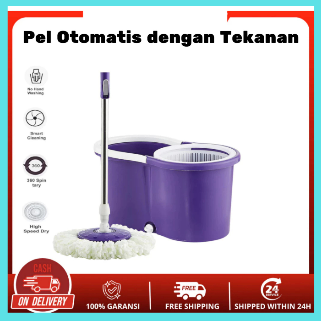 Alat Pel Lantai Super Mop Putar Alat Pel Otomatis Pel Plastik - Pembersih Lantai Pel Putar