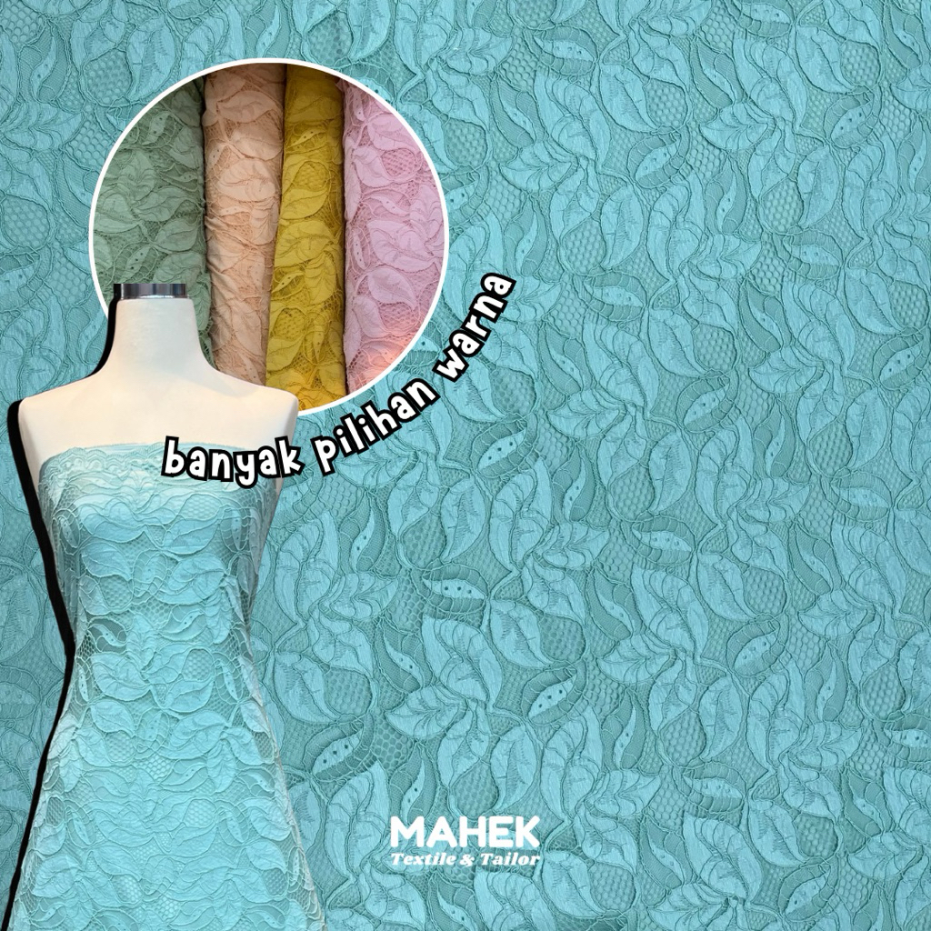 Brokat Katun Premium Motif Daun / Brokat Daun /Kain Brokat / Kain Lace / Kain Kebaya / Kain Dress / 