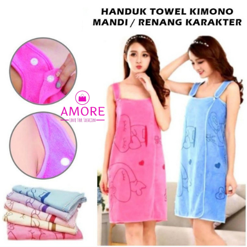 Handuk baju dewasa Baju Handuk Wearable Towel Handuk Multifungsi Kimono HANDUK BAJU DEWASA KIMONO