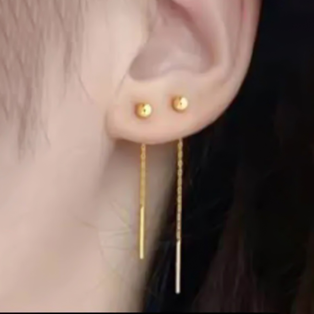 Anting gantung jurai bola titanium anti karat