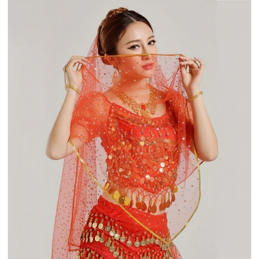 Slayer Dewasa Slayer Pinggiran renda Pita Gliter Emas Silver Slayer Tille Selendang Tari India Belly