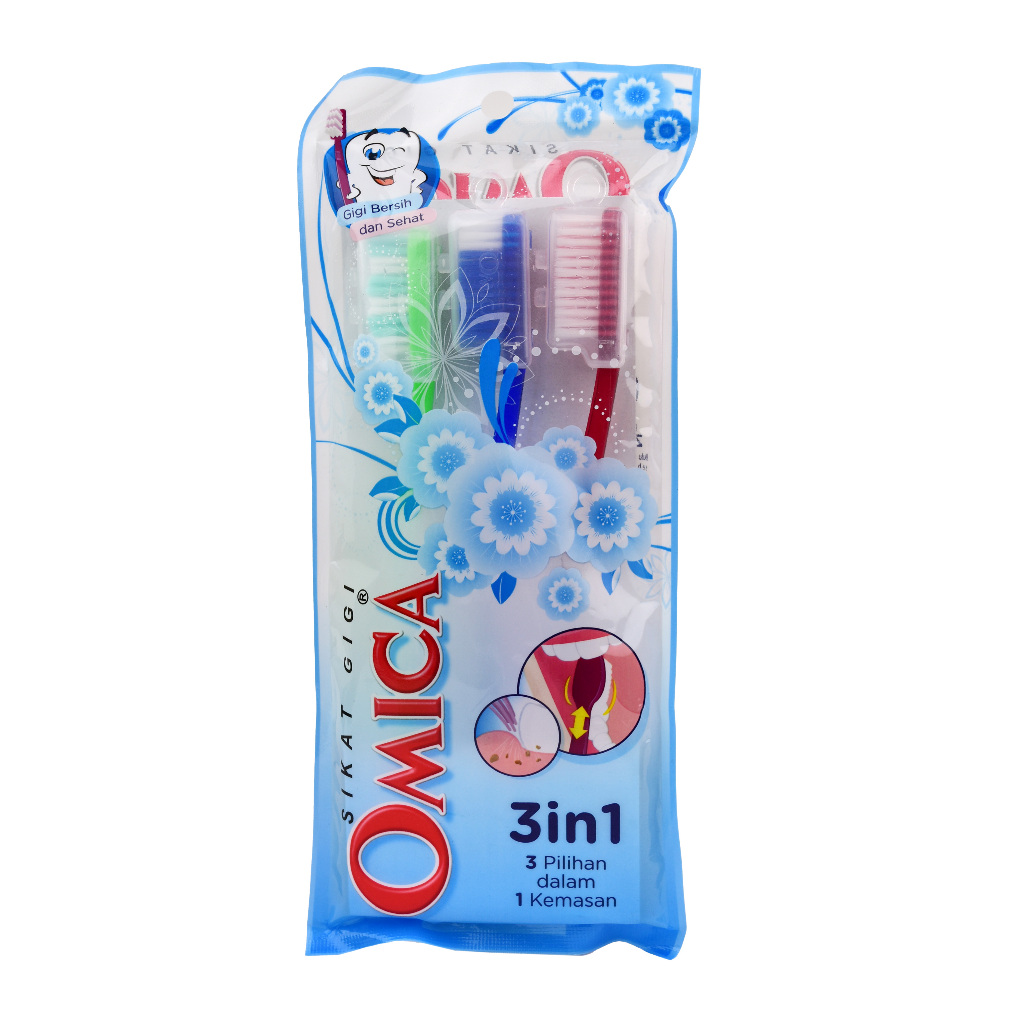 Sikat Gigi OMICA Family Pack + Tutup Toothbrush Set isi 3