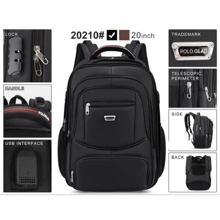 Polo Glad 20 In Expandable Backpack USB Port Polo Glad Tas Ransel Jumbo Pria wanita 20 Inch ORIGINAL