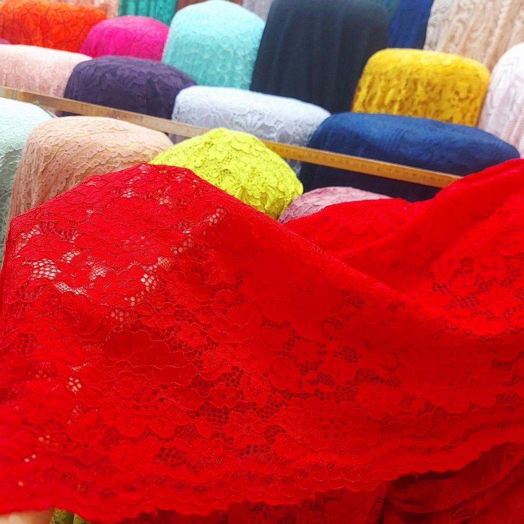 kain brokat premium  - kain brokat renda  - kain brokat fatmawati - kain brokat luxury  ( merah ) AT