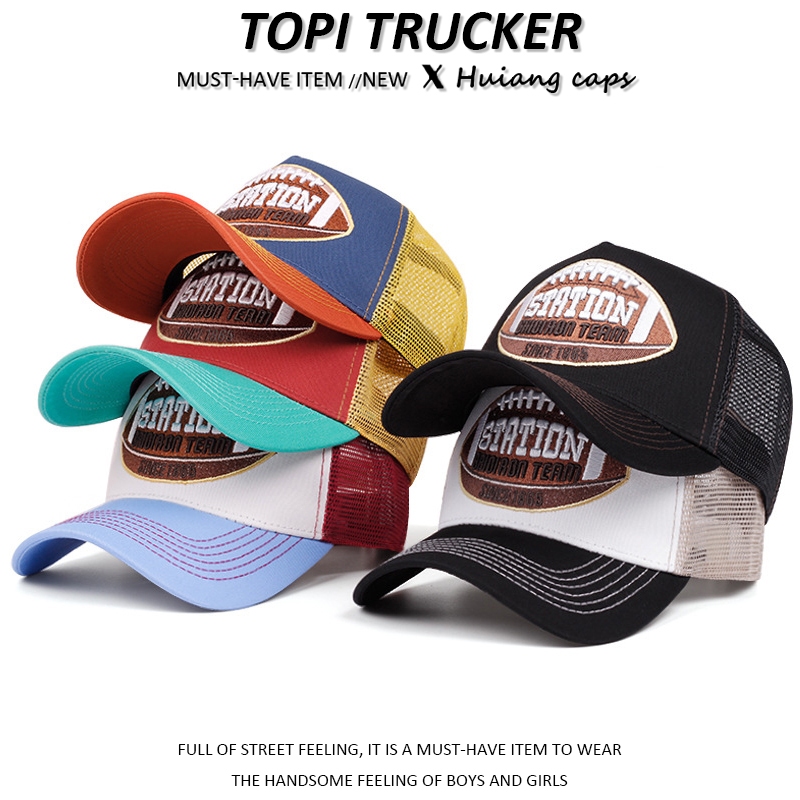 Topi Baseball fashion STATION American football trucker hat cap summer outdoor sport golf cap