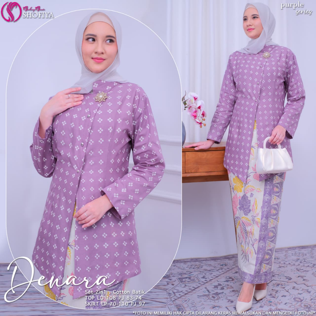 Denara Set Original Shofiya Cotton Batik Setelan 2in1 Denara Shofiya