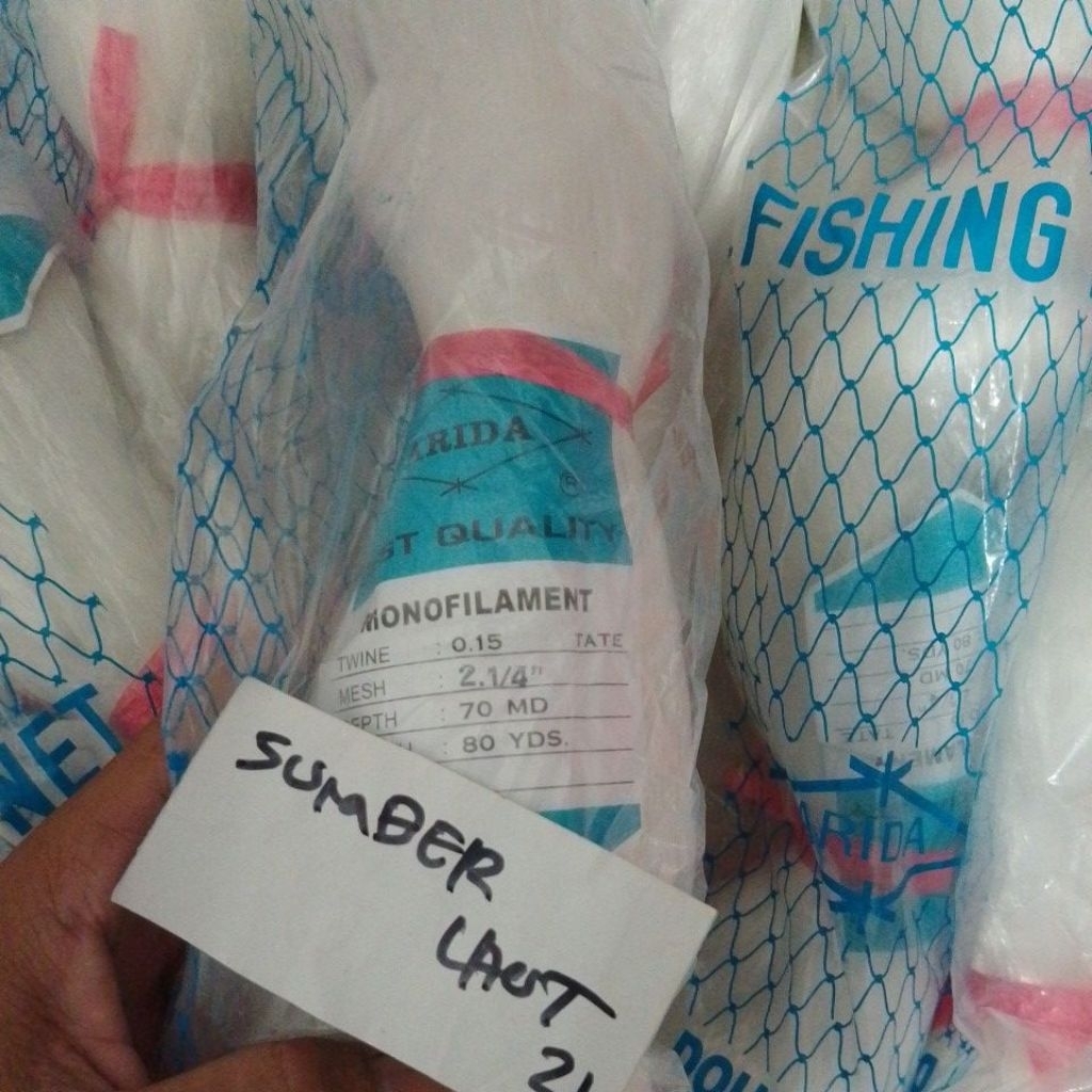jaring ikan ARIDA 2¼ INCH 0.15 70MD/80YDS TATE / MATA MELINTANG / REBAH