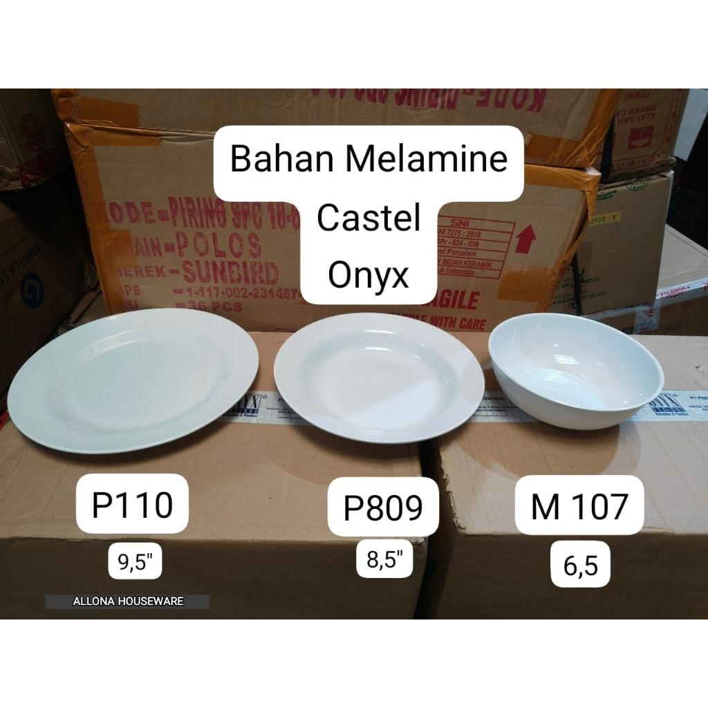 PIRING & MANGKOK MELAMIN CASTEL PUTIH