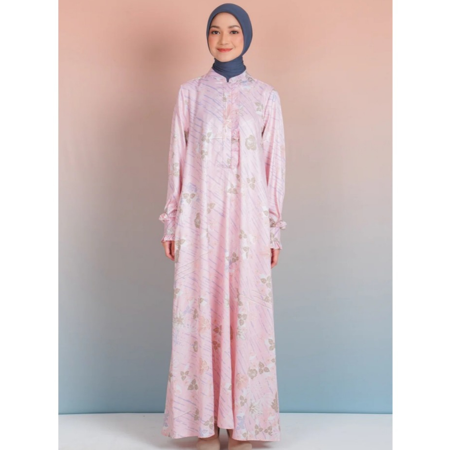 BUSANA FASHION PAKAIAN MUSLIM WANITA DRESS GAMIS RUFFLES SAFRON GEO ELZATTA