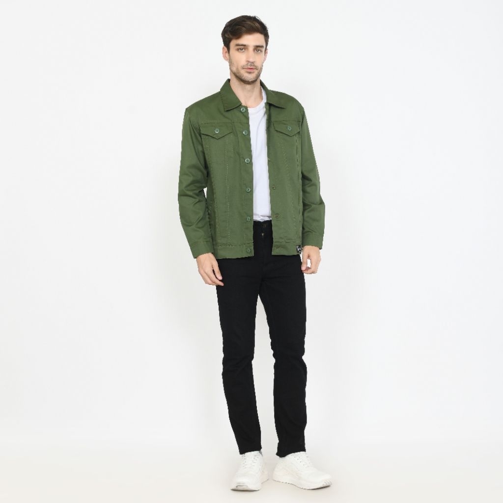BEAVER CLOTHING - Jaket Pria Jaket TRUCKER Pria Hijau Army Original Produk