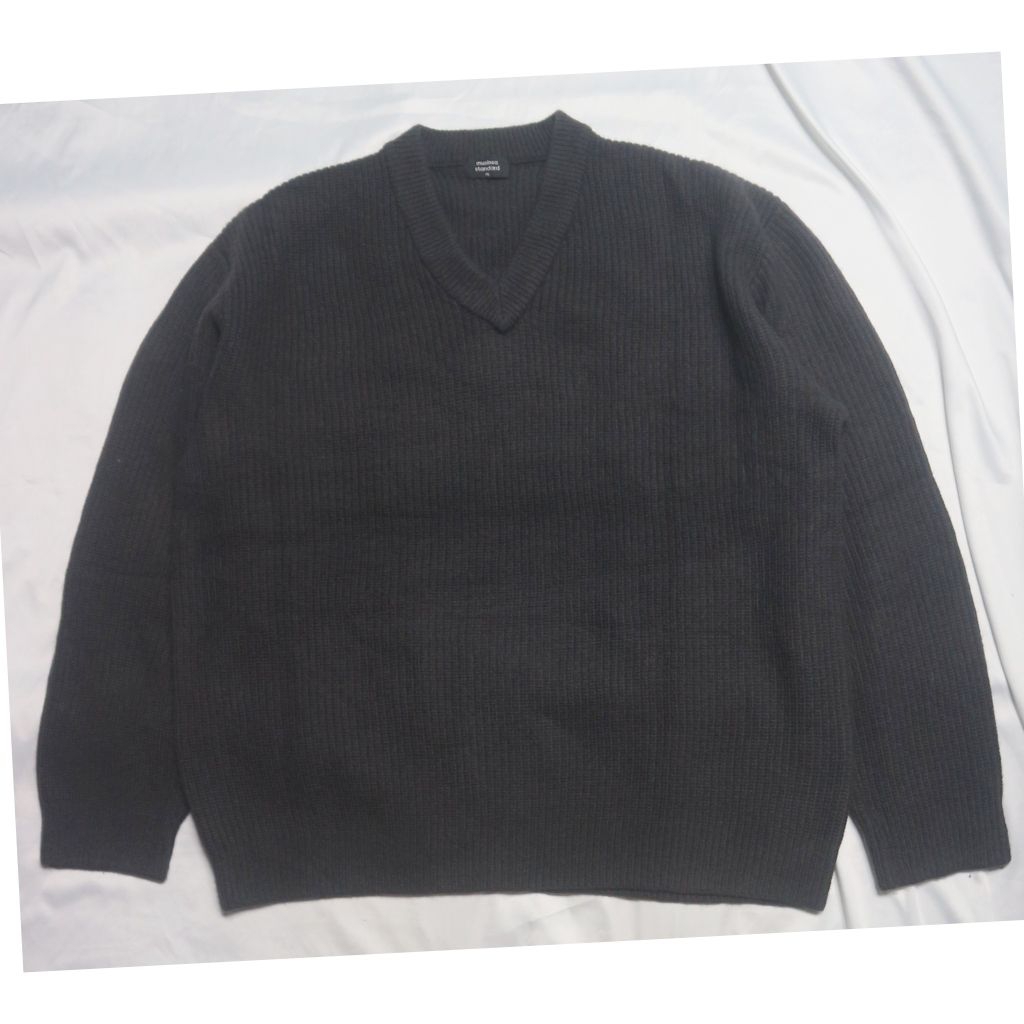 MUSINSA STANDAR Lambswool Ribbed V-neck  Oversized Lidi Tebal Dark Grey Abu TuaKnitwear Sweater Swea