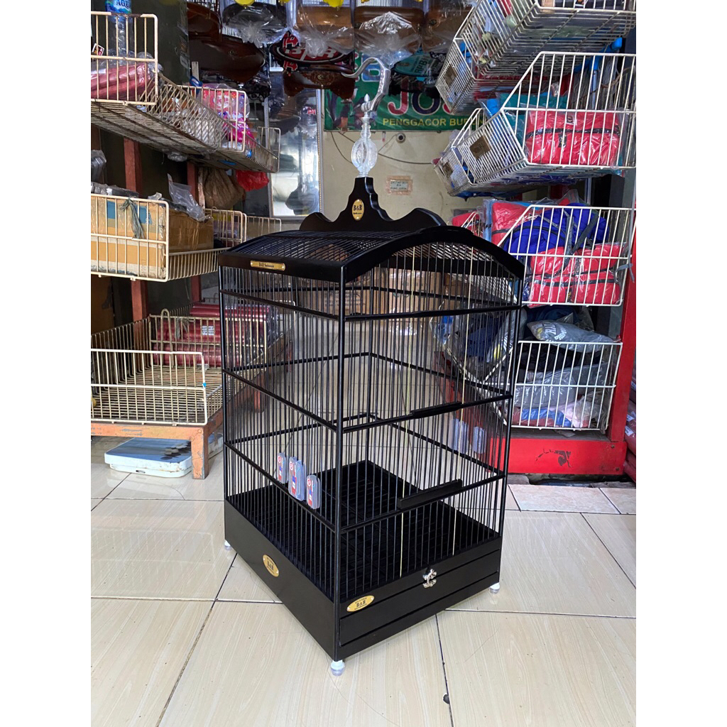 Sangkar Kandang Burung Kotak No 1, 2, 3 BNR atau B&R Hitam Original Asli