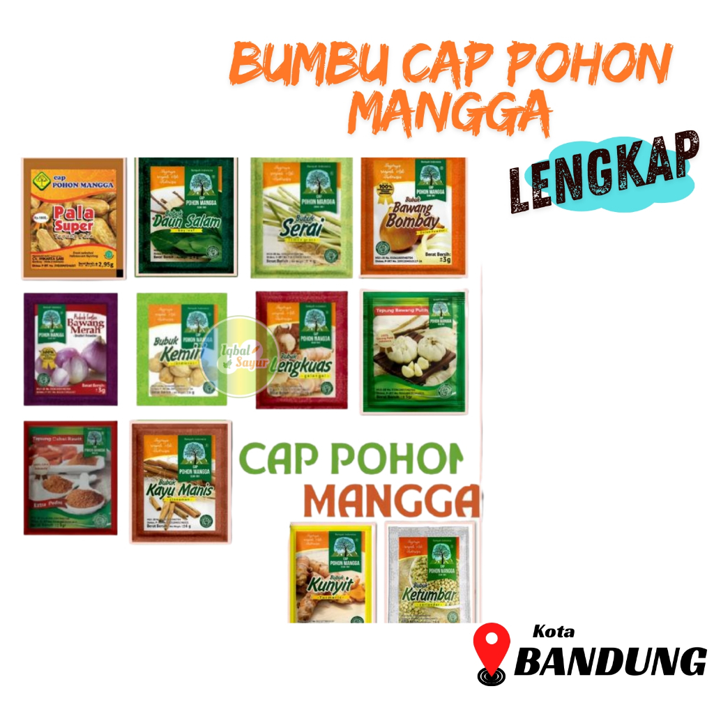 Cap Pohon Mangga Bawang Merah Bubuk, Bawang Putih Bubuk, lengkuas Bubuk, Pala Bubuk, Sereh Bubuk, Ke
